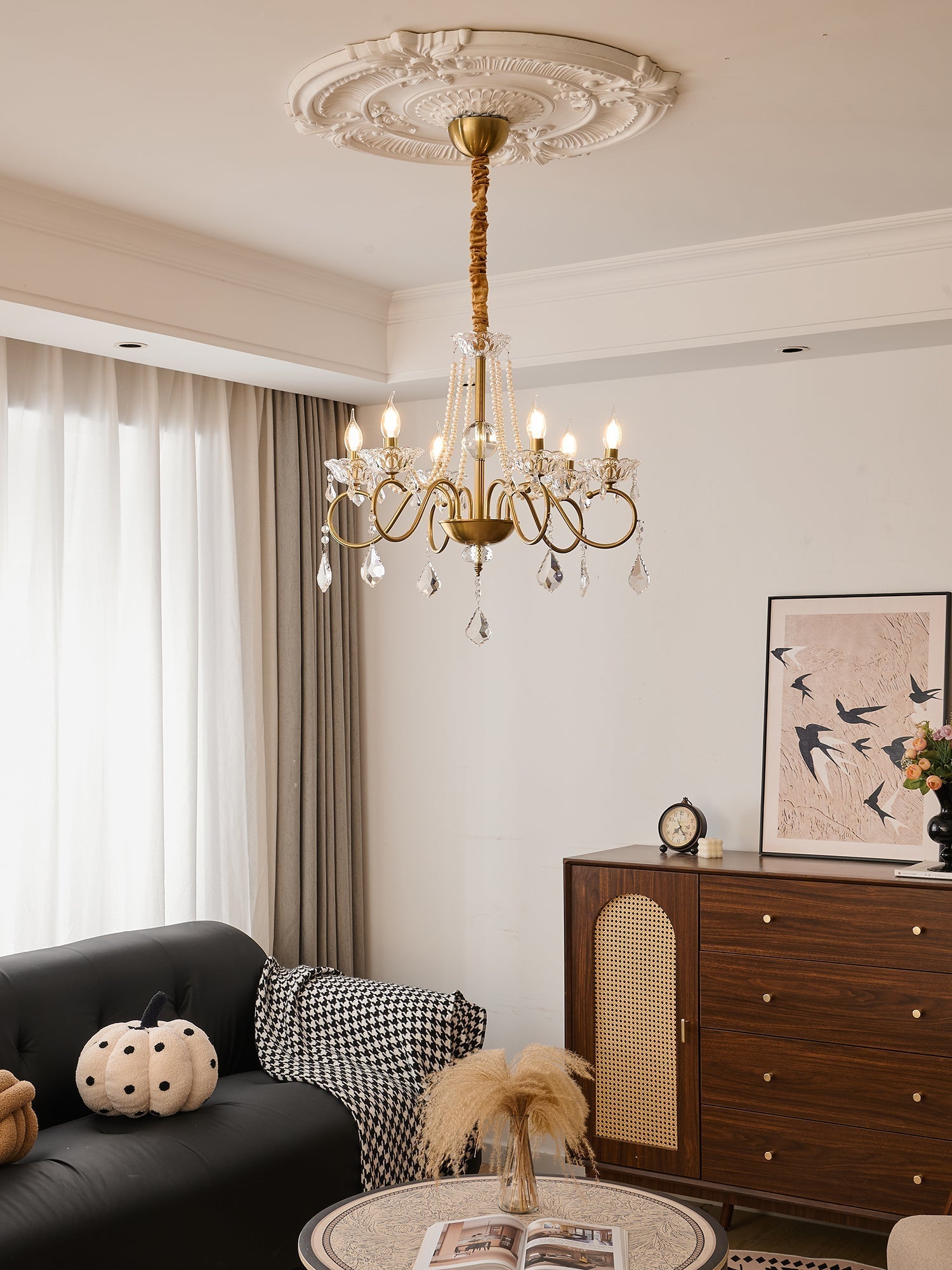 Velaeyra Postmodern Luxury Pearl Crystal Chandelier