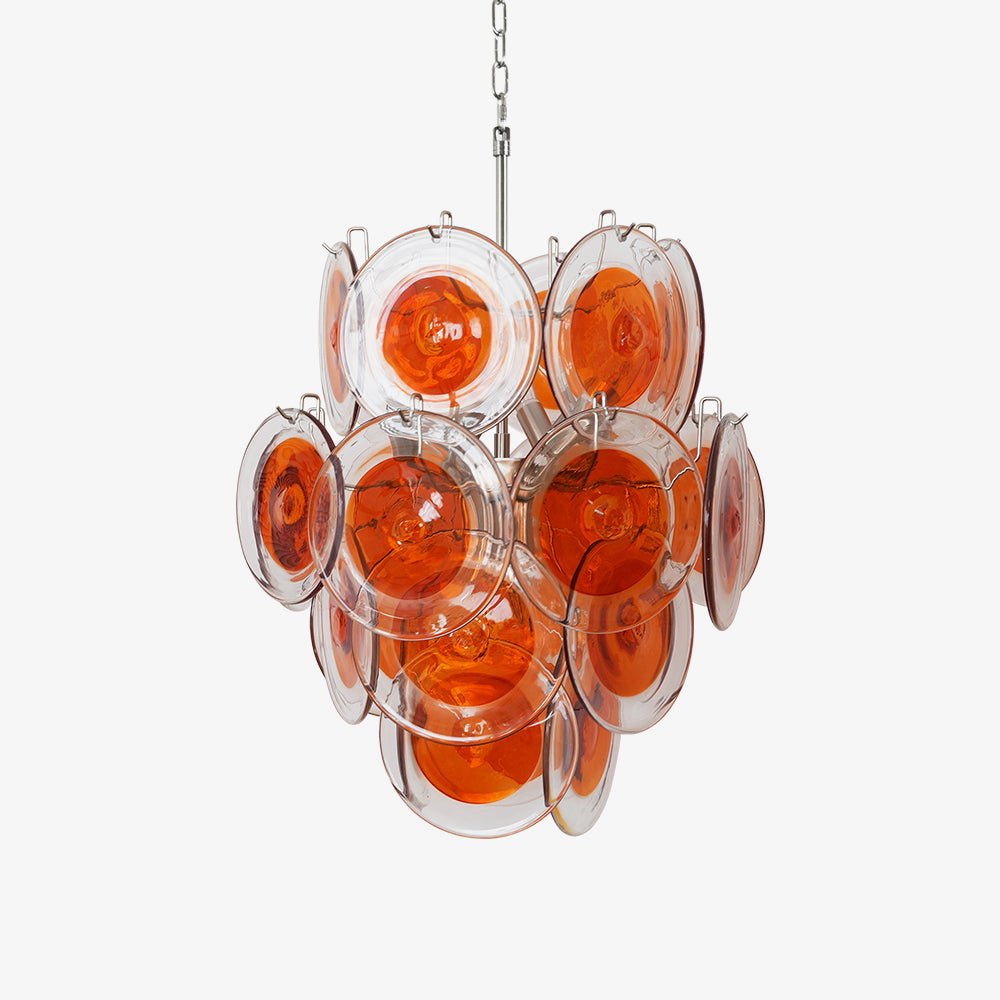 Lioruiel Chandelier Orange Murano Glass Disc Layered