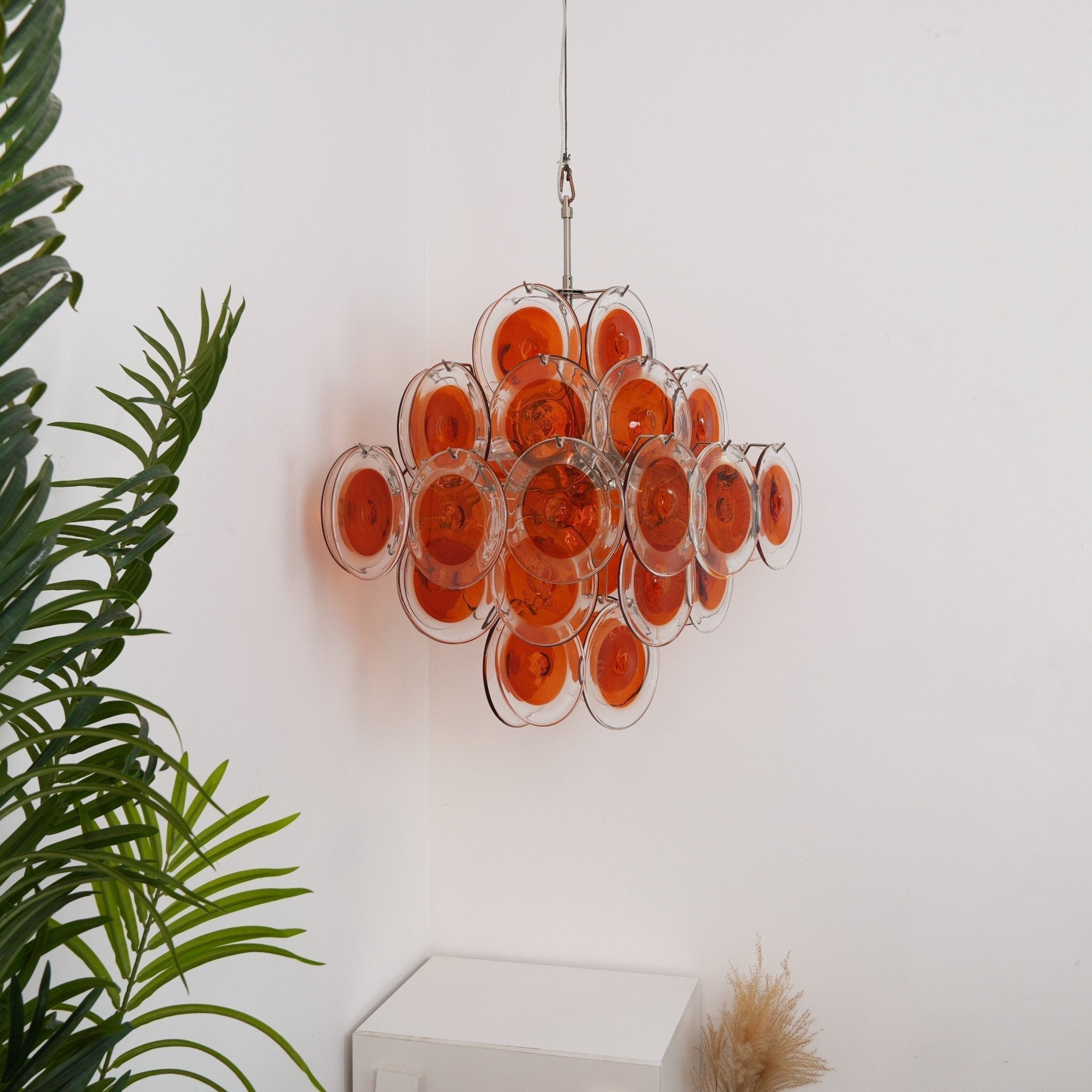 Lioruiel Chandelier Orange Murano Glass Disc Layered