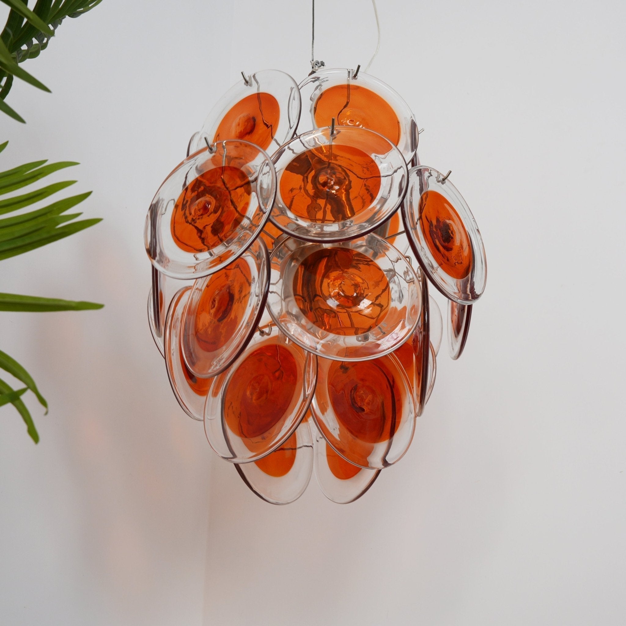 Lioruiel Chandelier Orange Murano Glass Disc Layered