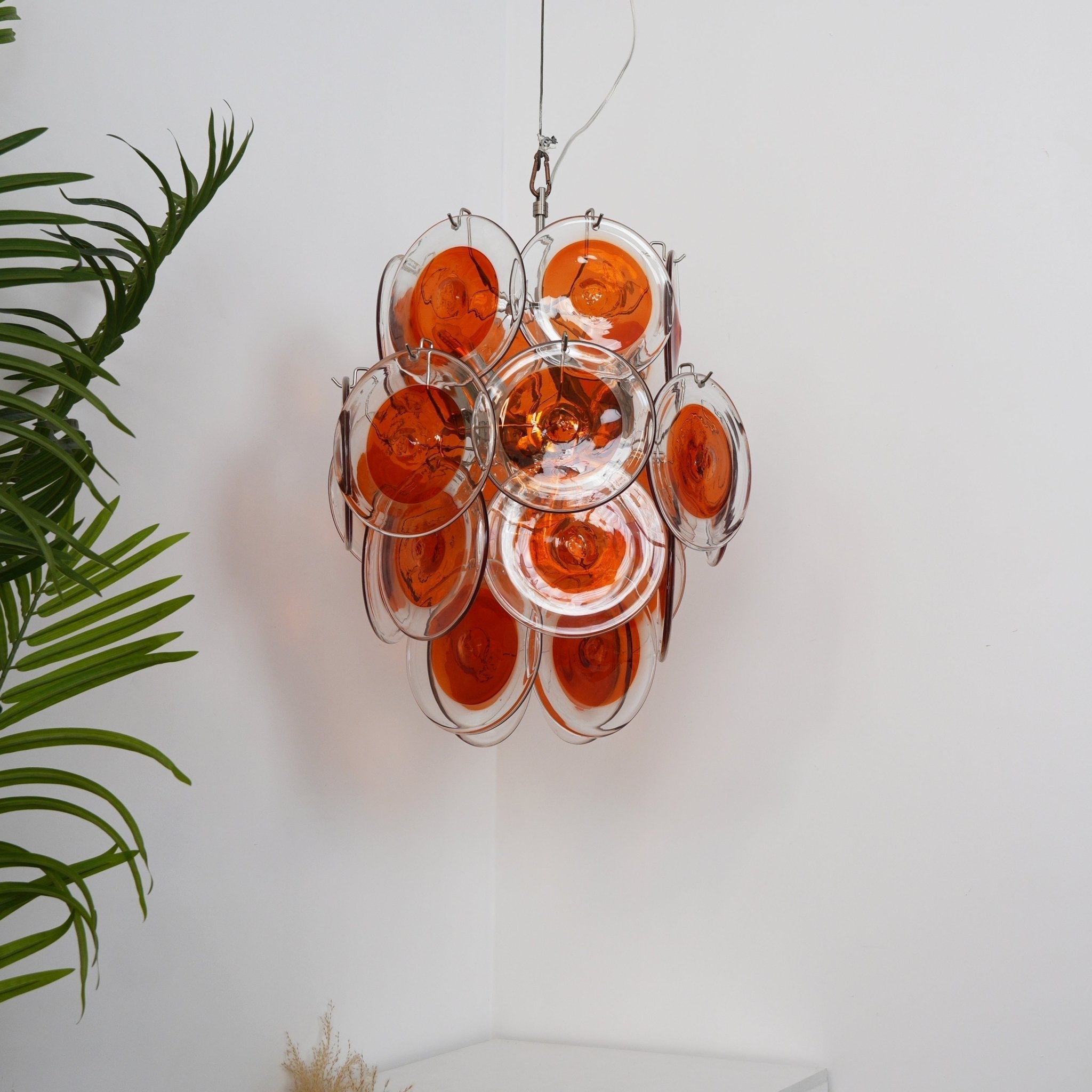 Lioruiel Chandelier Orange Murano Glass Disc Layered