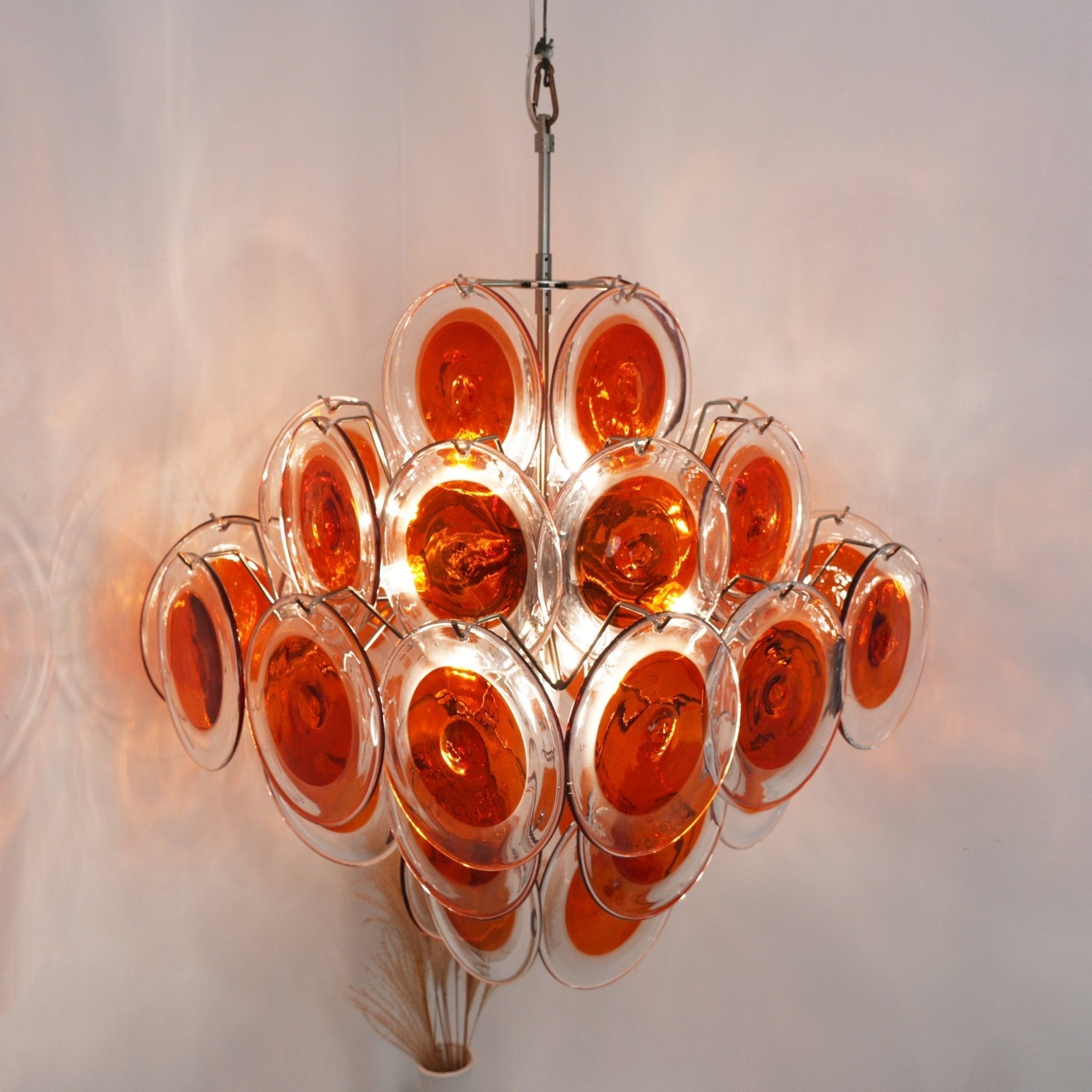 Lioruiel Chandelier Orange Murano Glass Disc Layered