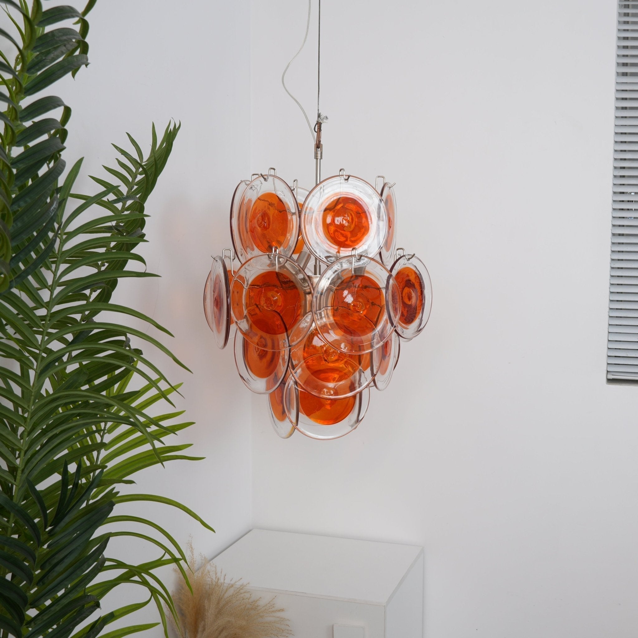 Lioruiel Chandelier Orange Murano Glass Disc Layered