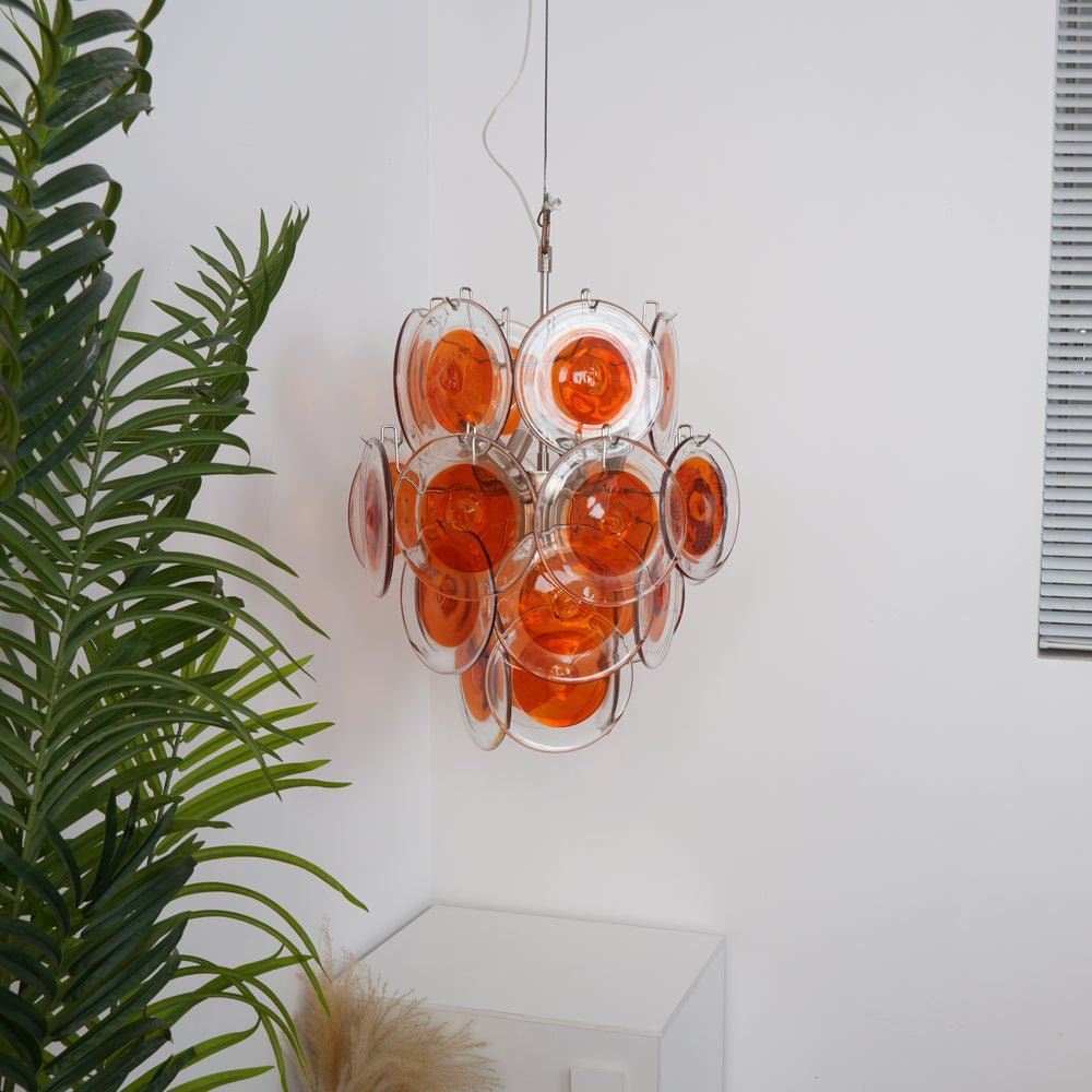Lioruiel Chandelier Orange Murano Glass Disc Layered