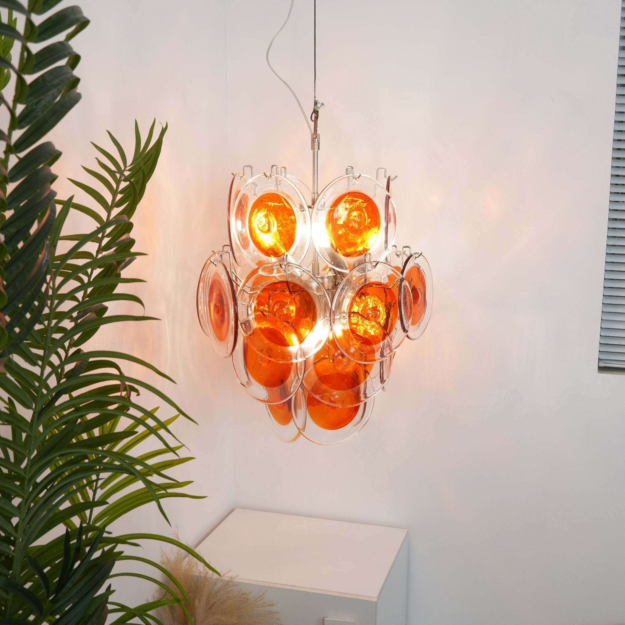 Lioruiel Chandelier Orange Murano Glass Disc Layered