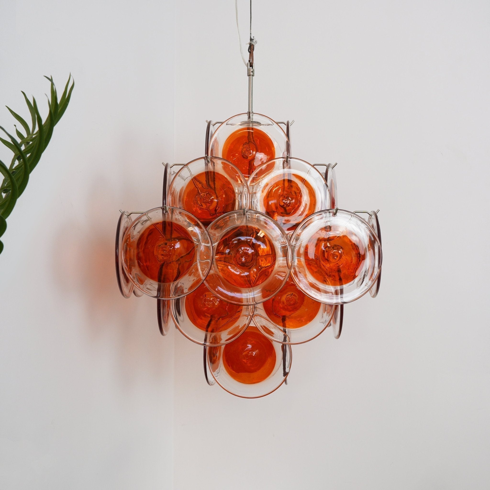 Lioruiel Chandelier Orange Murano Glass Disc Layered