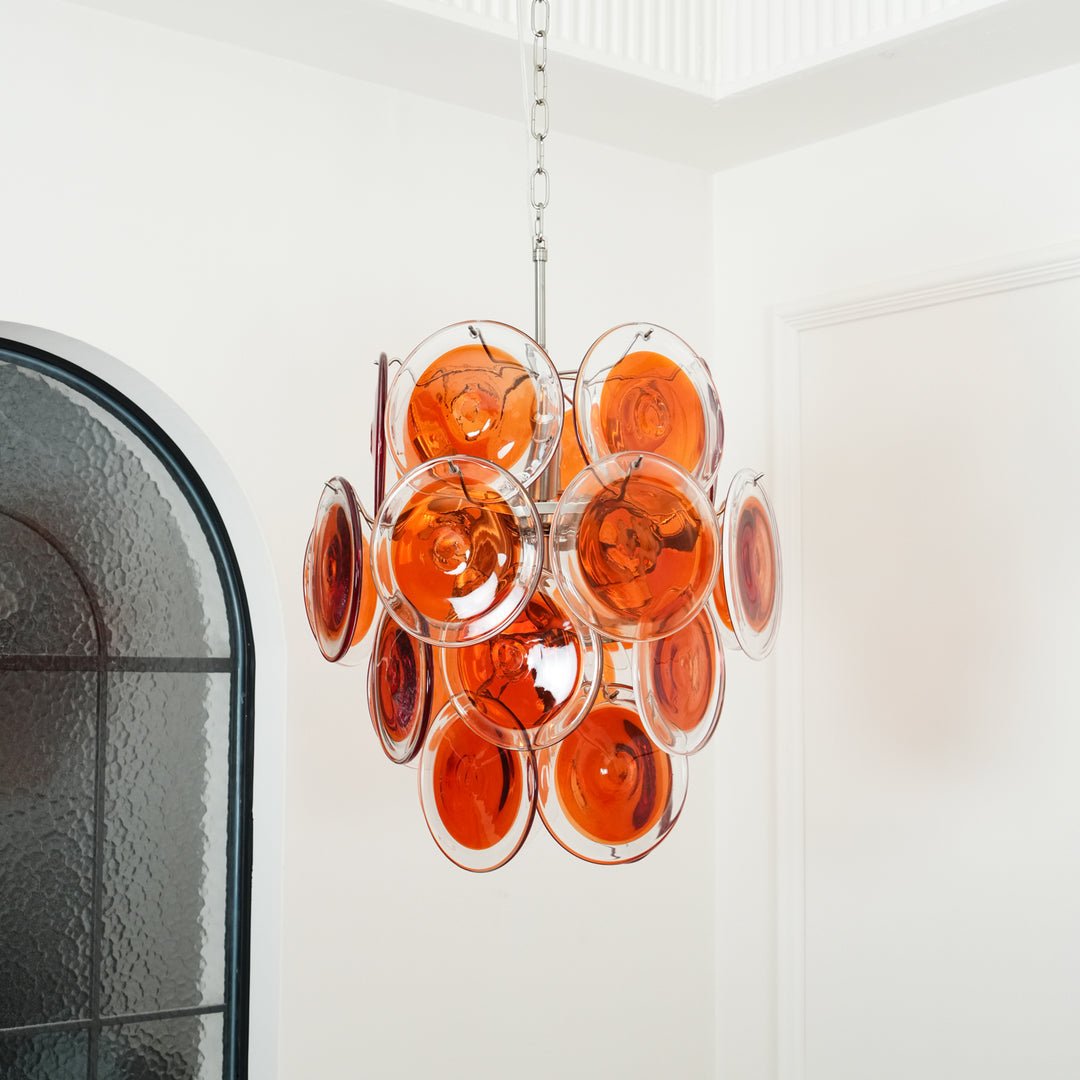 Lioruiel Chandelier Orange Murano Glass Disc Layered