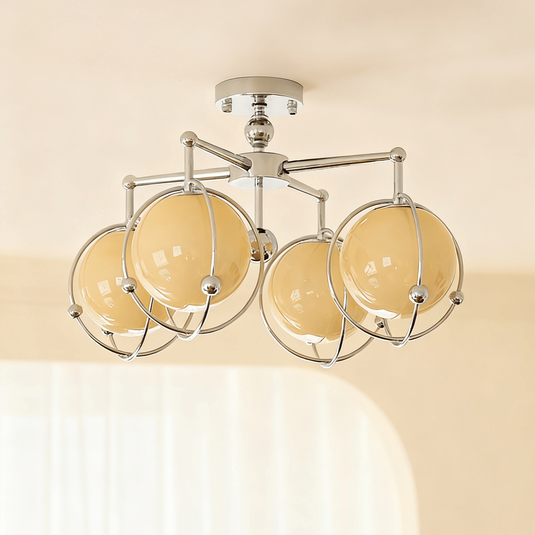 Noririella Orb Cage Semi Ceiling Lamp