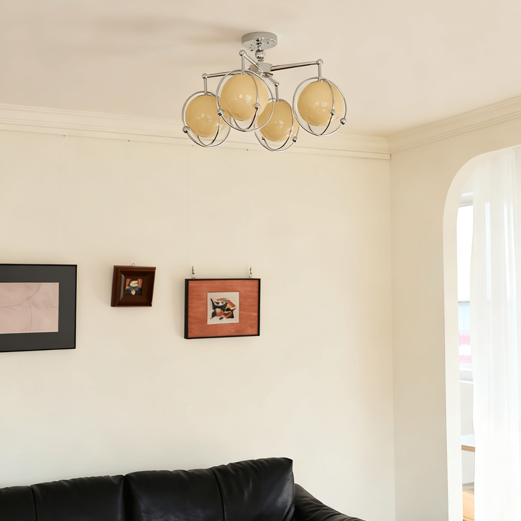 Noririella Orb Cage Semi Ceiling Lamp