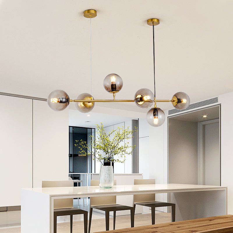 Yorvin Pendant Lamp Orb Brass Glass for Living Room