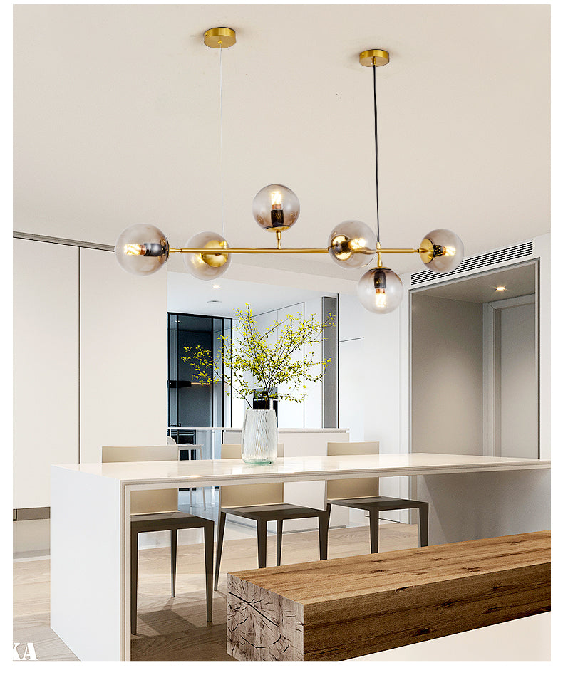 Yorvin Pendant Lamp Orb Brass Glass for Living Room
