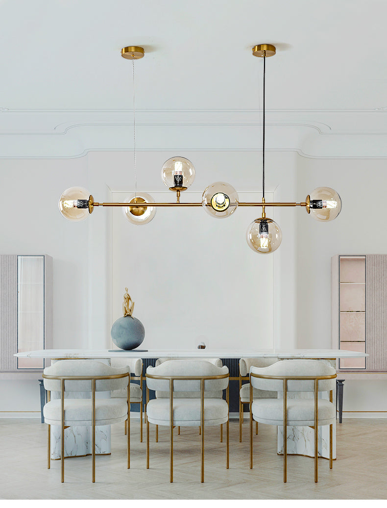 Yorvin Pendant Lamp Orb Brass Glass for Living Room