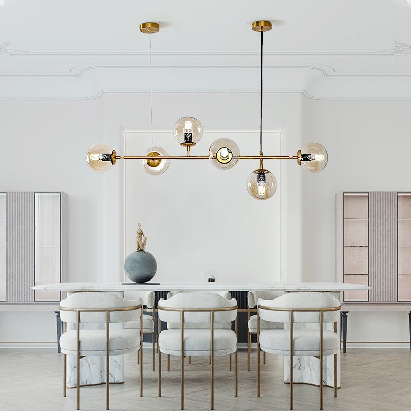 Yorvin Pendant Lamp Orb Brass Glass for Living Room