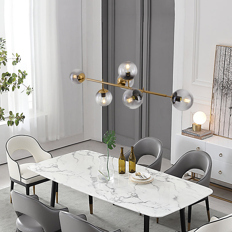 Yorvin Pendant Lamp Orb Brass Glass for Living Room