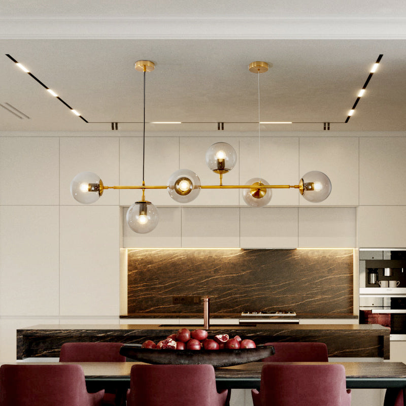 Yorvin Pendant Lamp Orb Brass Glass for Living Room
