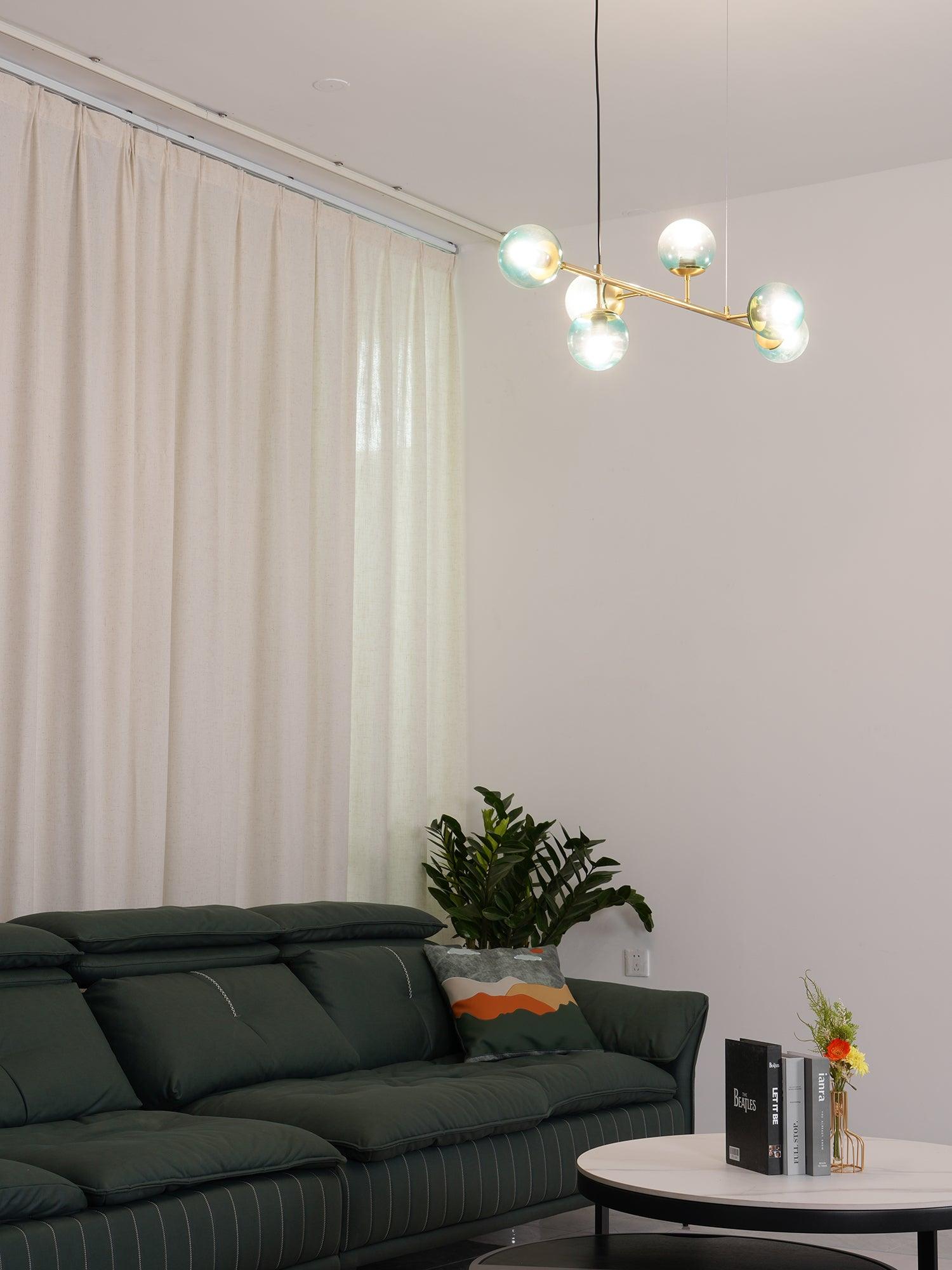 Yorvin Pendant Lamp Orb Brass Glass for Living Room