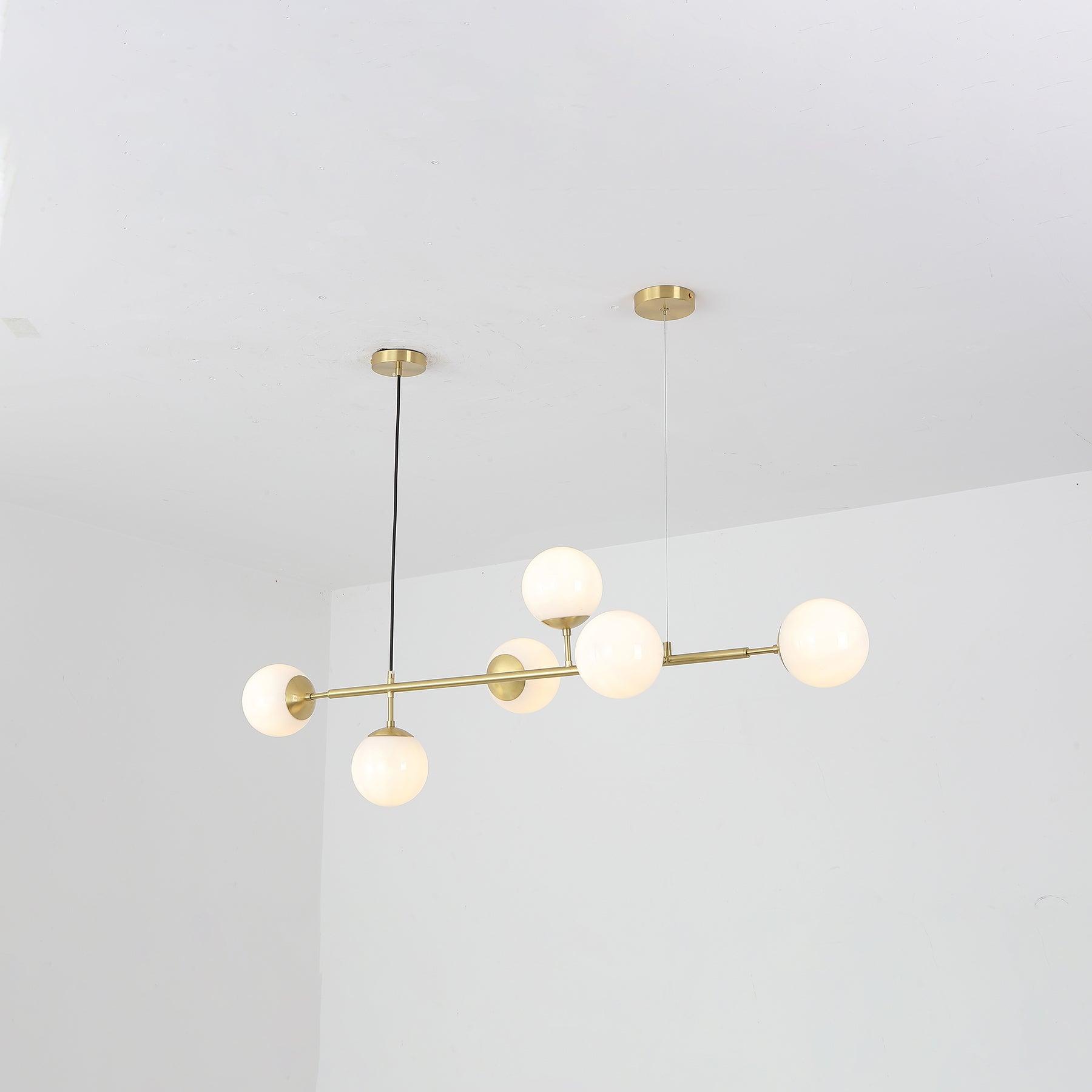 Yorvin Pendant Lamp Orb Brass Glass for Living Room