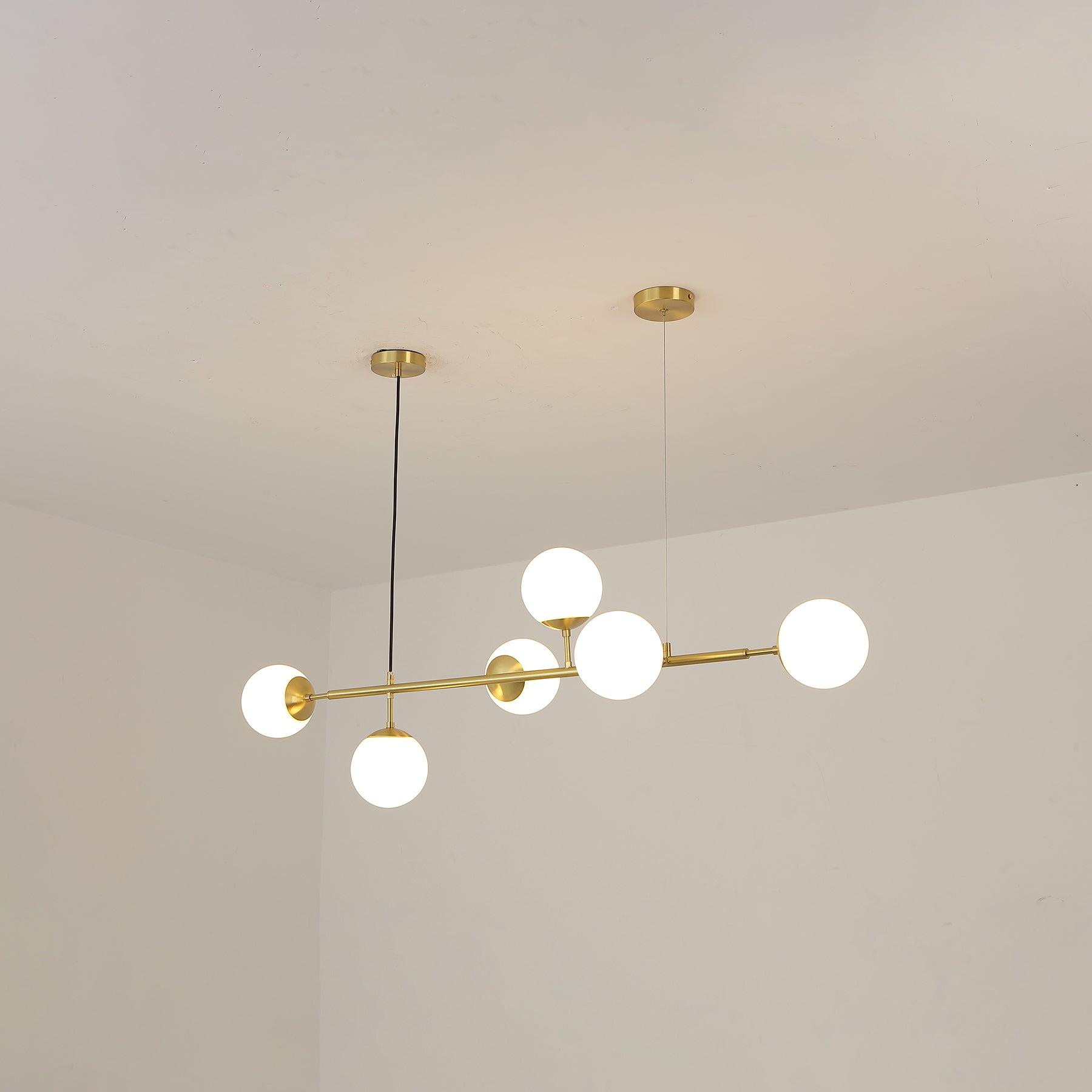 Yorvin Pendant Lamp Orb Brass Glass for Living Room