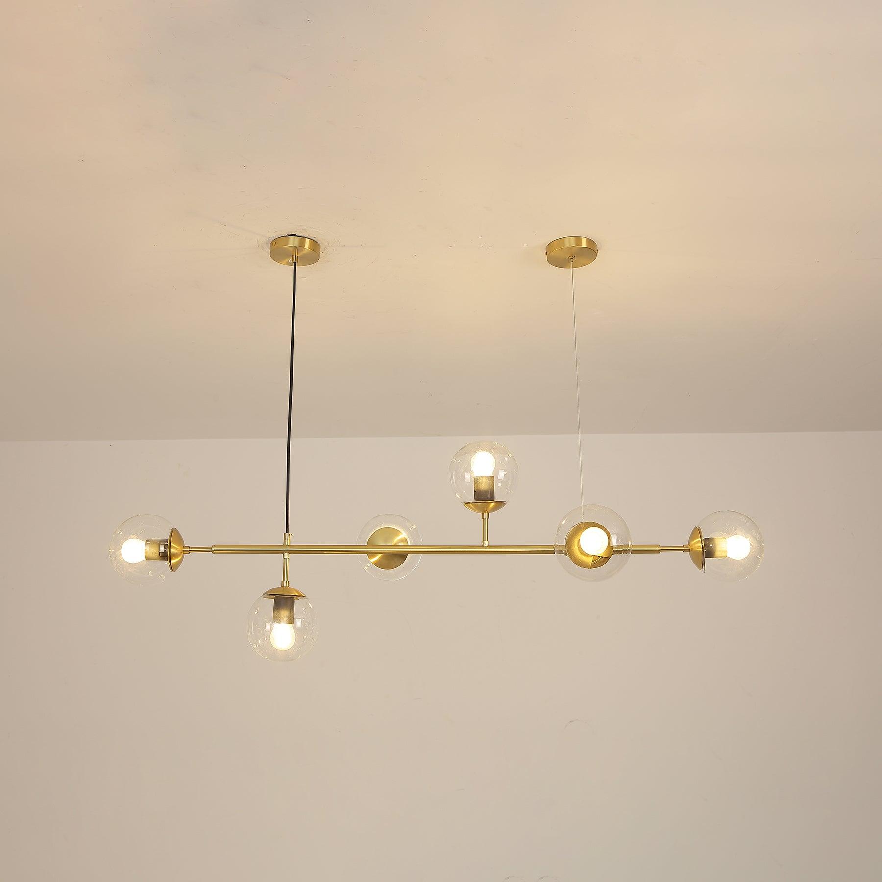 Yorvin Pendant Lamp Orb Brass Glass for Living Room