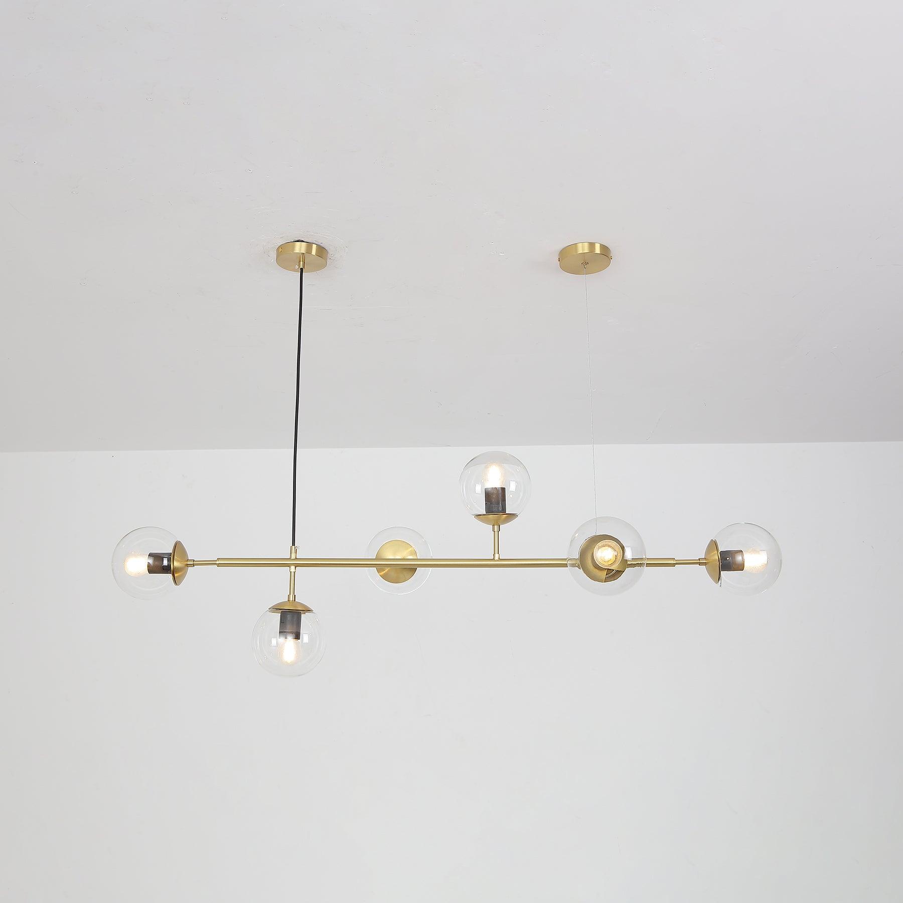 Yorvin Pendant Lamp Orb Brass Glass for Living Room
