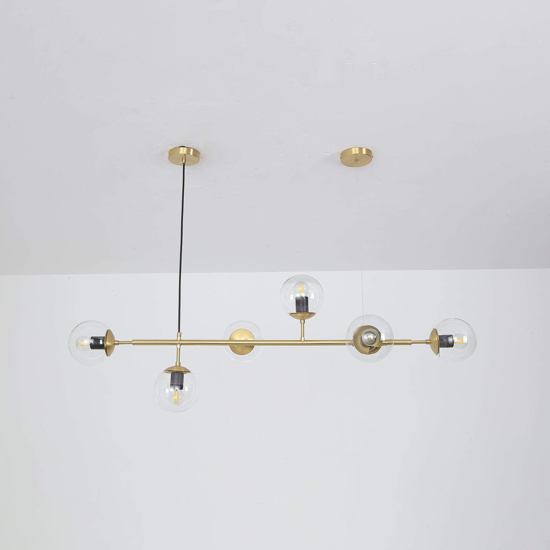 Yorvin Pendant Lamp Orb Brass Glass for Living Room