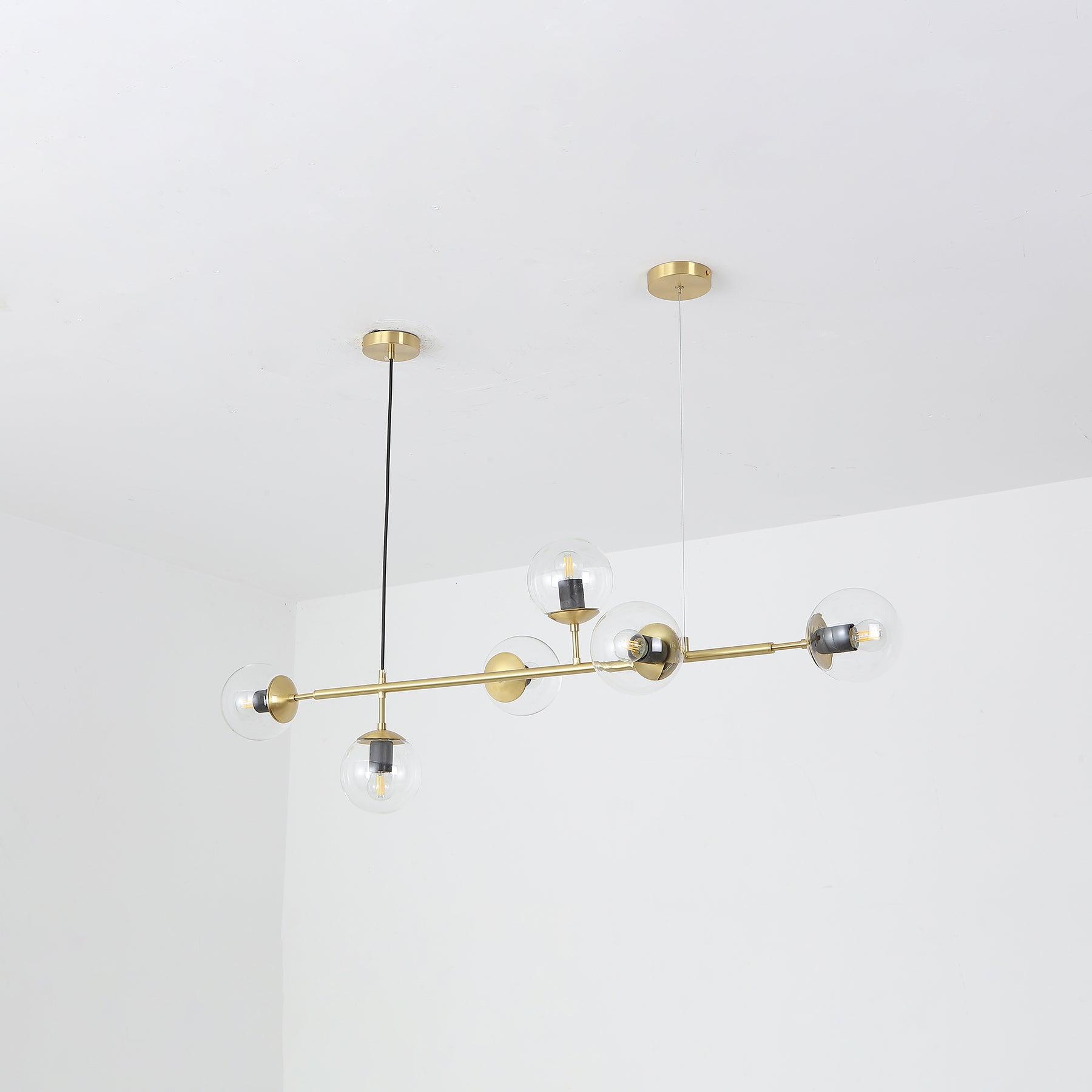 Yorvin Pendant Lamp Orb Brass Glass for Living Room