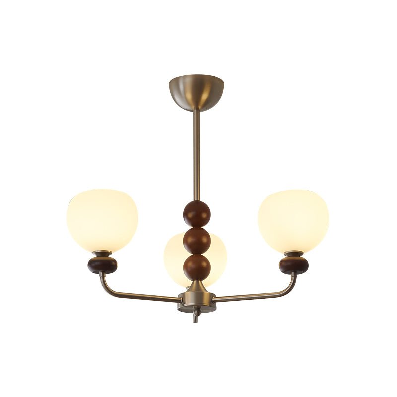 Vilorira Traditional Classic Orb Walnut Wood Glass Chandelier