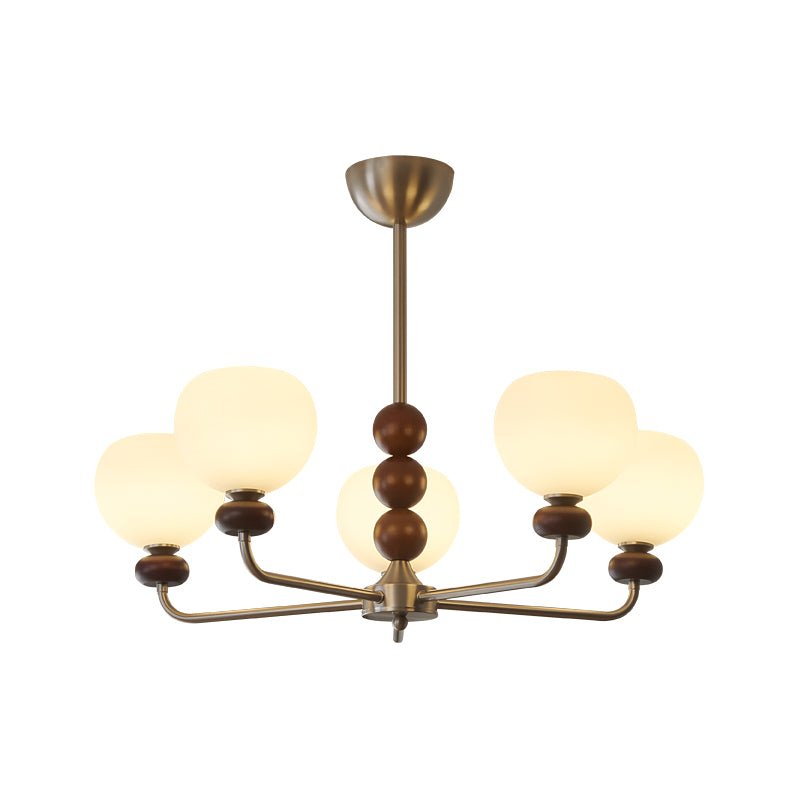Vilorira Traditional Classic Orb Walnut Wood Glass Chandelier