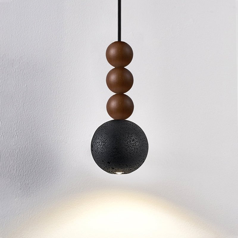 Tizn Black Travertine Wood Modern Pendant Light