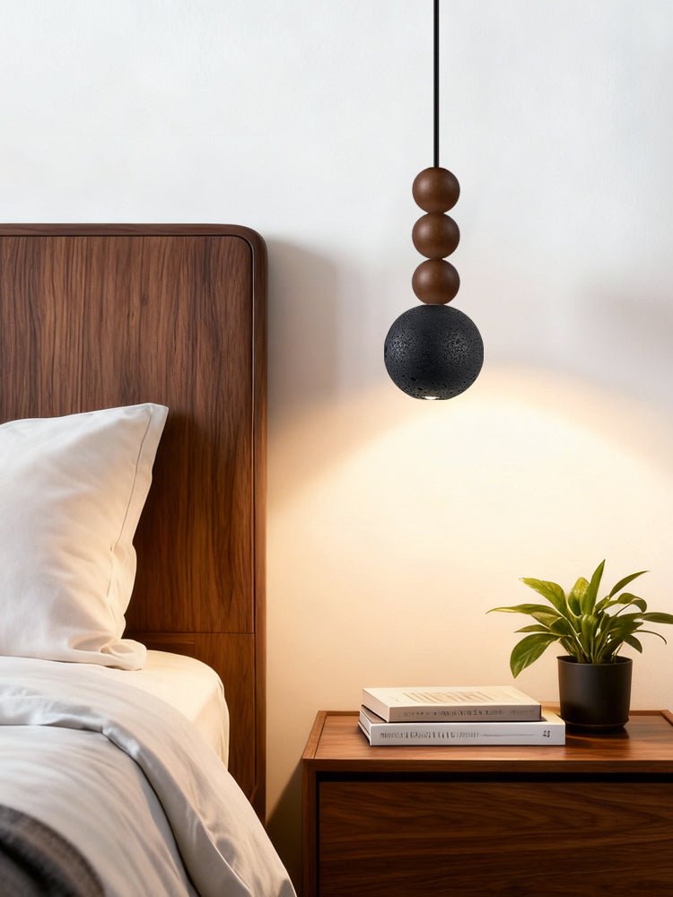 Tizn Black Travertine Wood Modern Pendant Light