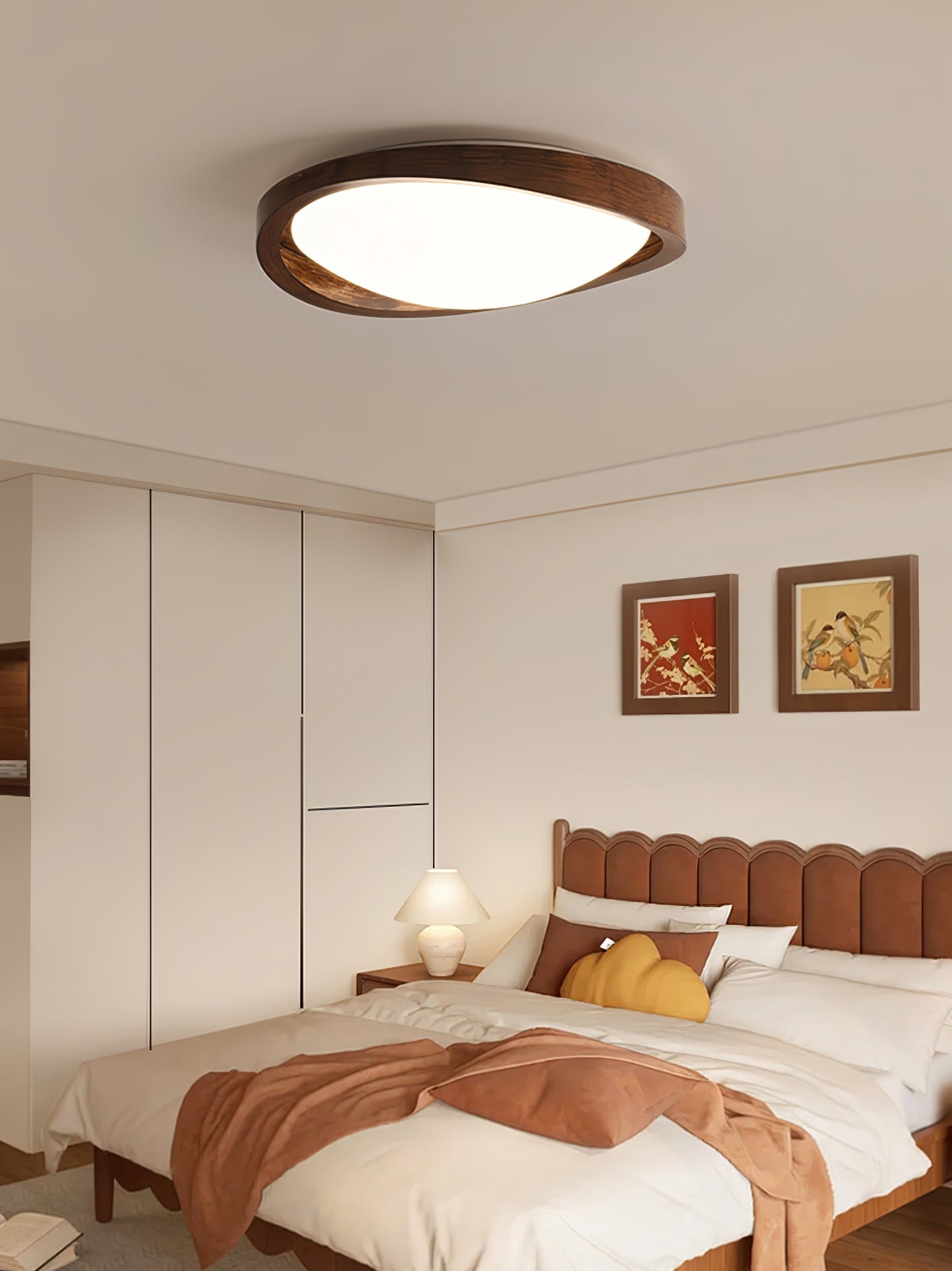 Nalem Ceiling Light Walnut Curved Edge Oval Nordic