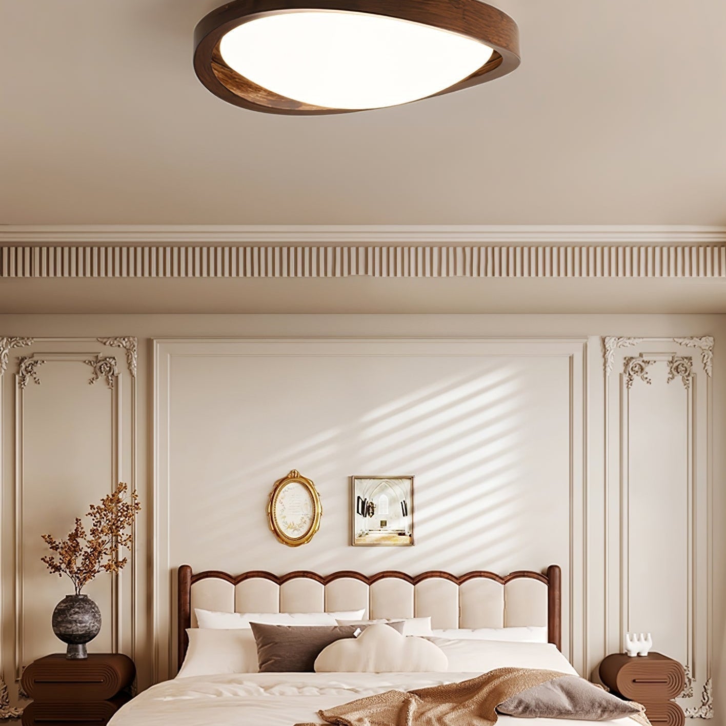 Aurelie Ceiling Light Walnut Curved Edge Oval Nordic