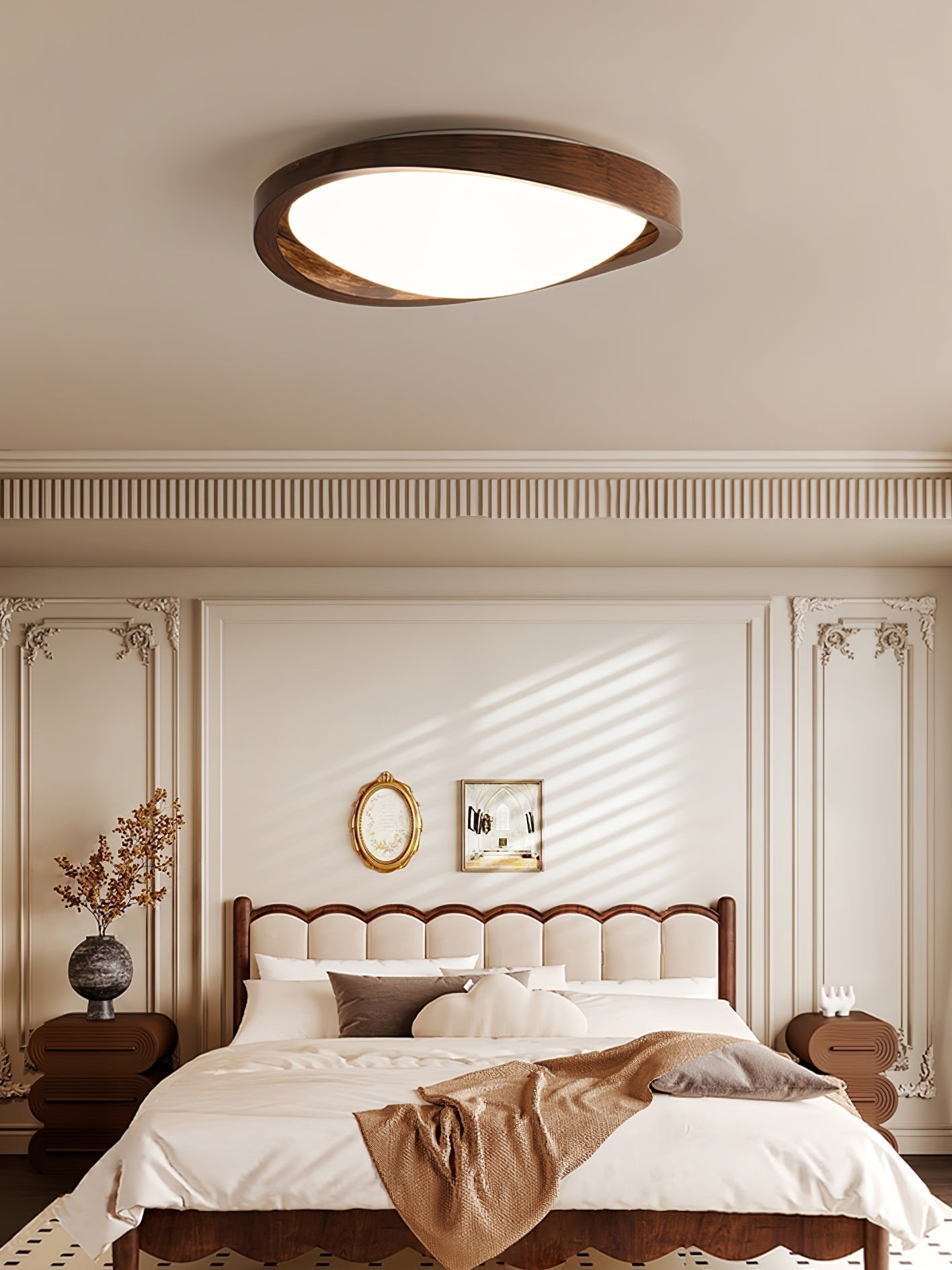 Nalem Ceiling Light Walnut Curved Edge Oval Nordic