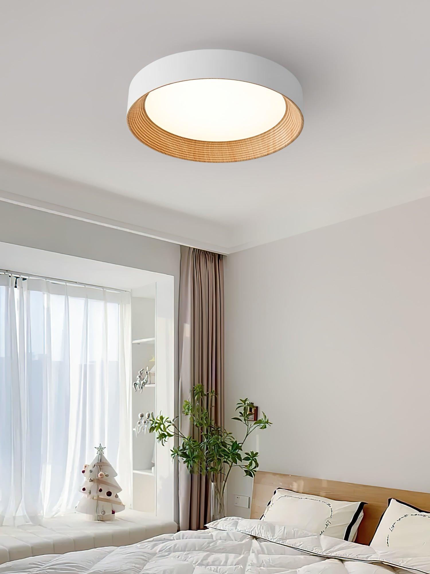 Elvirelle Ceiling Lamp Wood Ring Minimalist Adjustable
