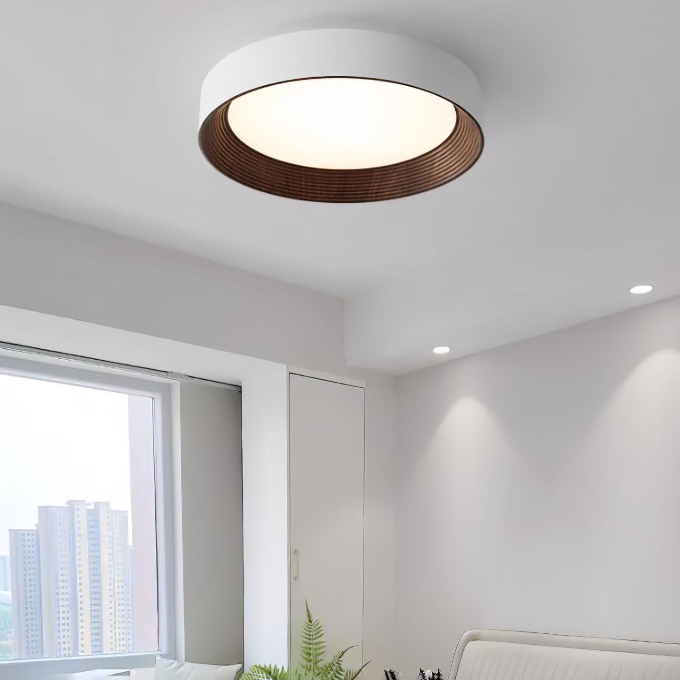 Elvirelle Ceiling Lamp Wood Ring Minimalist Adjustable
