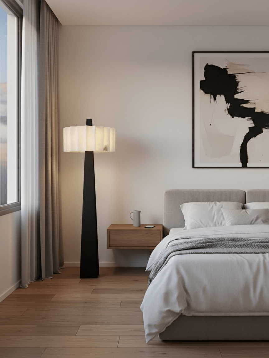 Nivalena Alabaster Pleat Floor Lamp