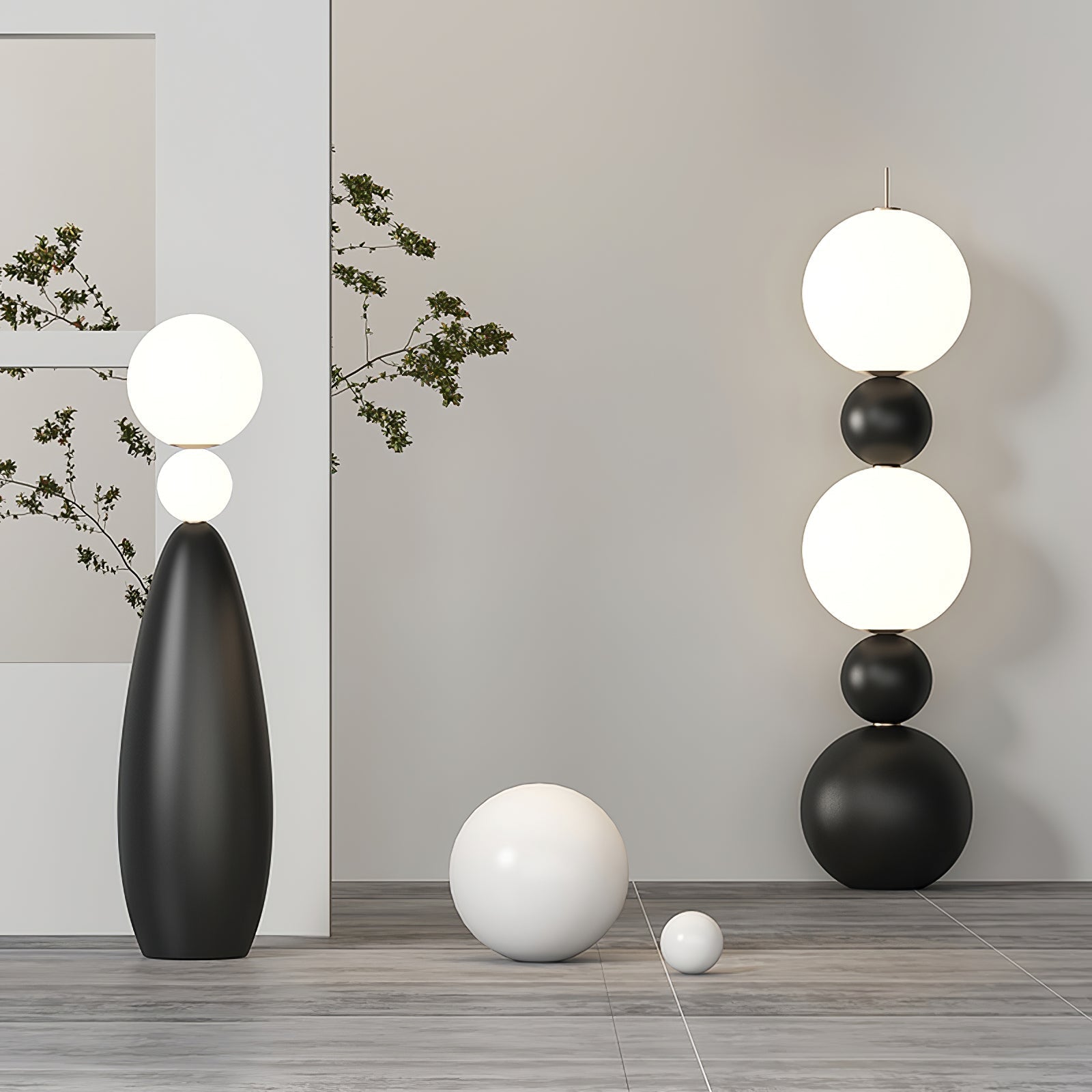 Ervynel Spherical Black Floor Lamp