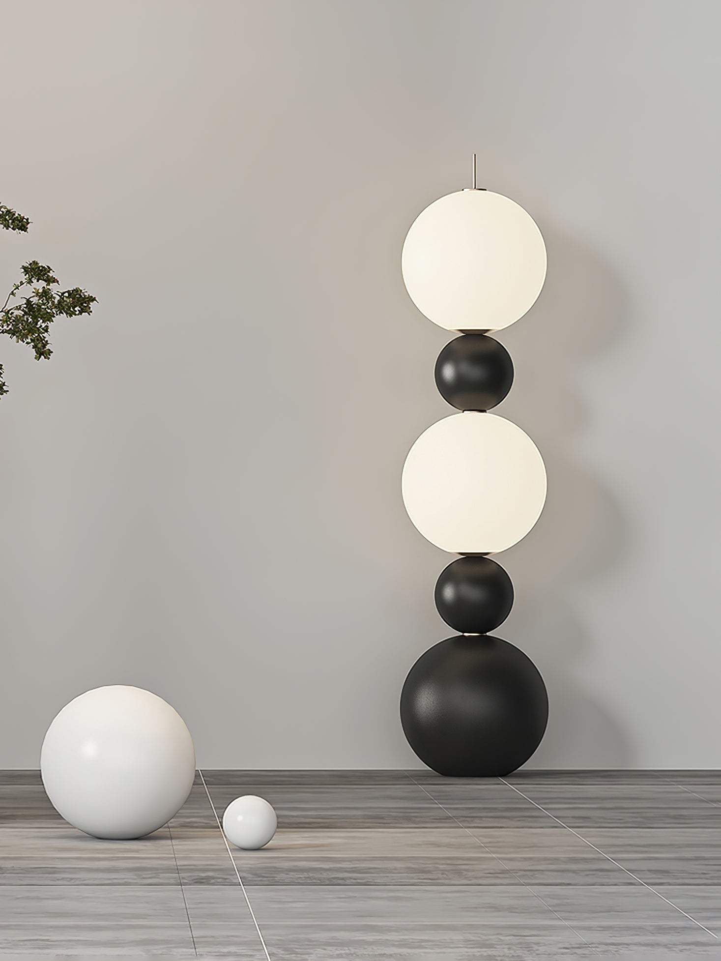 Ervynel Spherical Black Floor Lamp