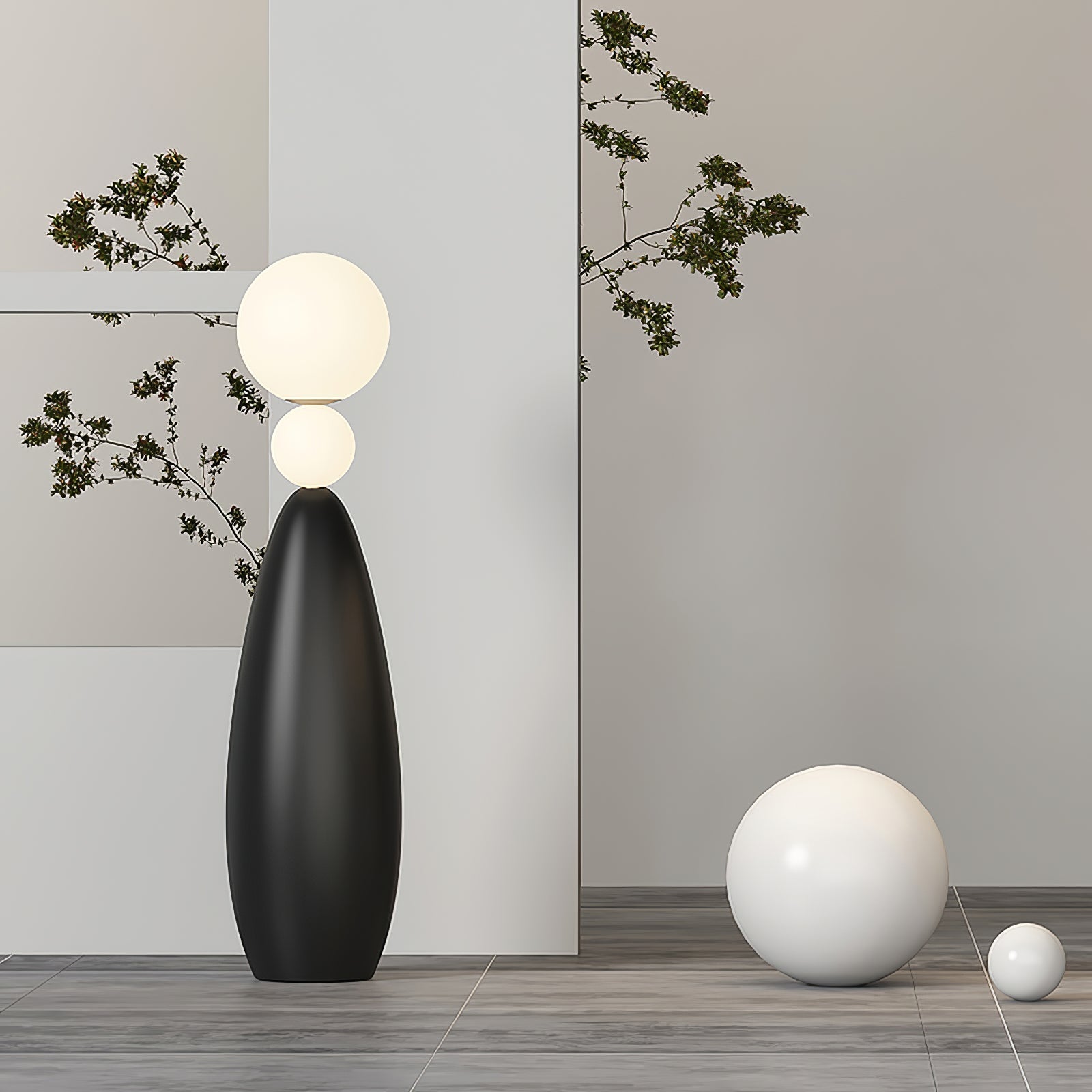 Ervynel Spherical Black Floor Lamp