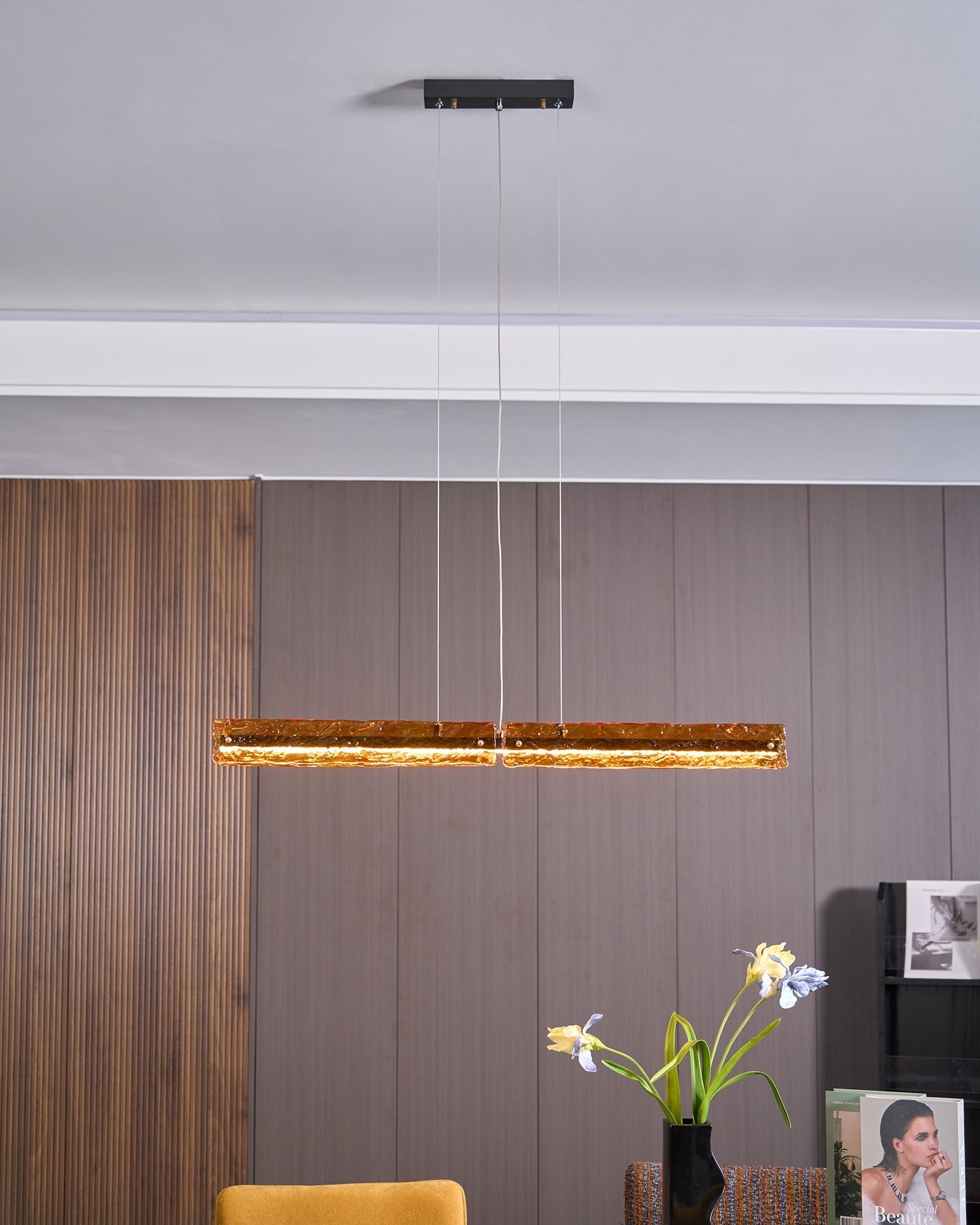 Avnorira Modern Minimalist Linear Island Glass Pendant Lamp