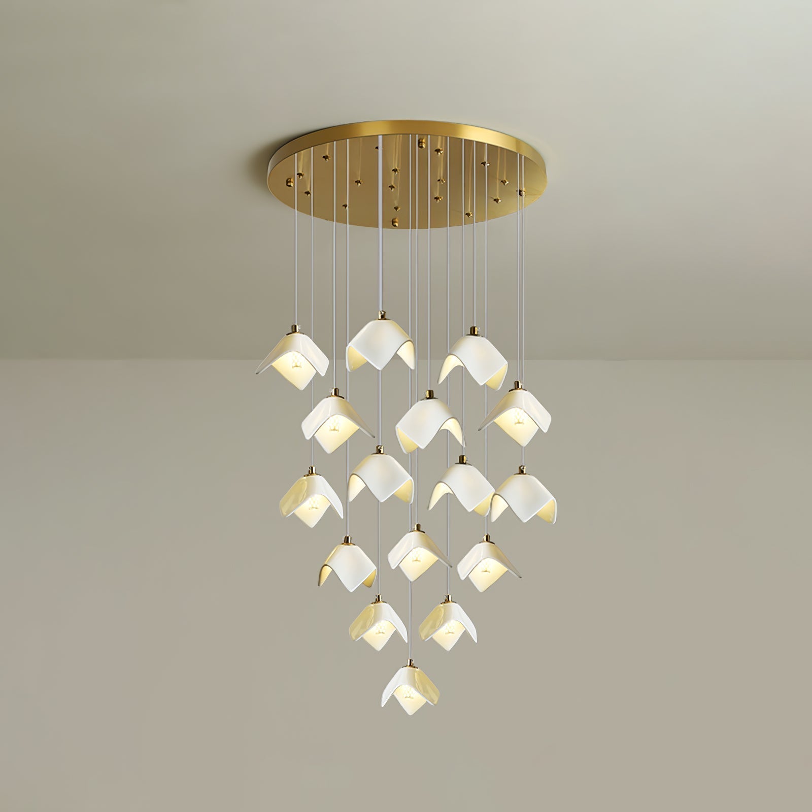Cithayra Geometric Glass Brass Chandelier