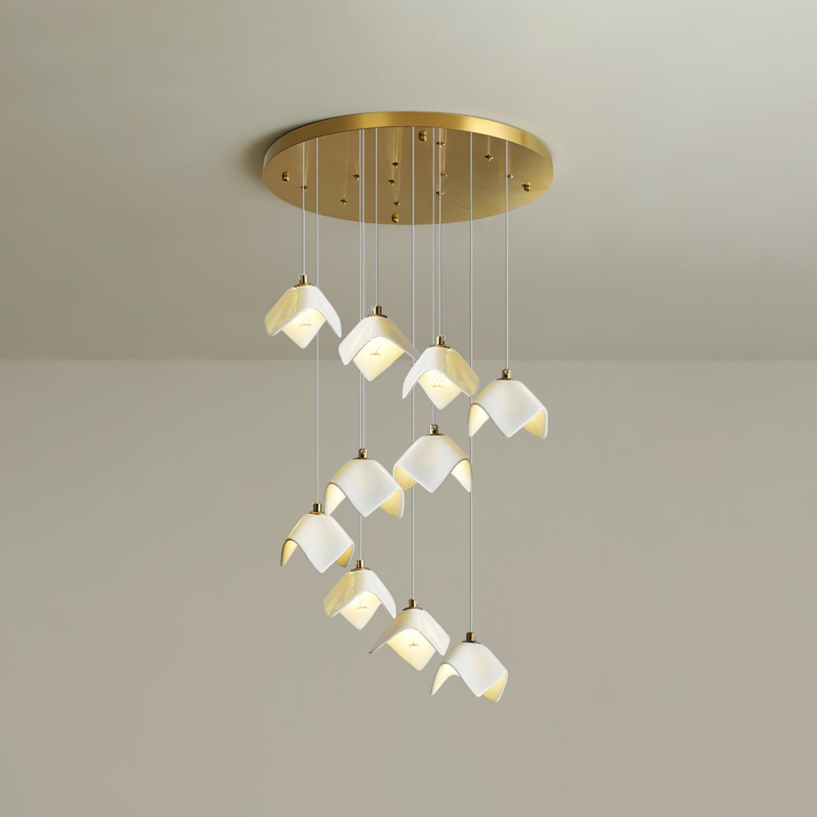 Cithayra Geometric Glass Brass Chandelier
