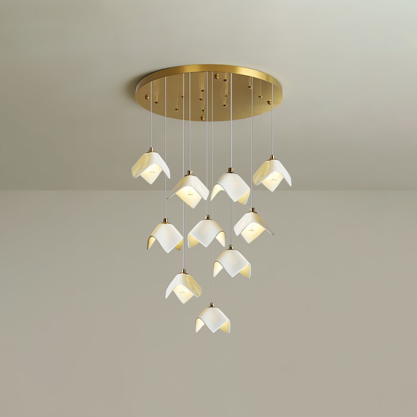 Cithayra Geometric Glass Brass Chandelier