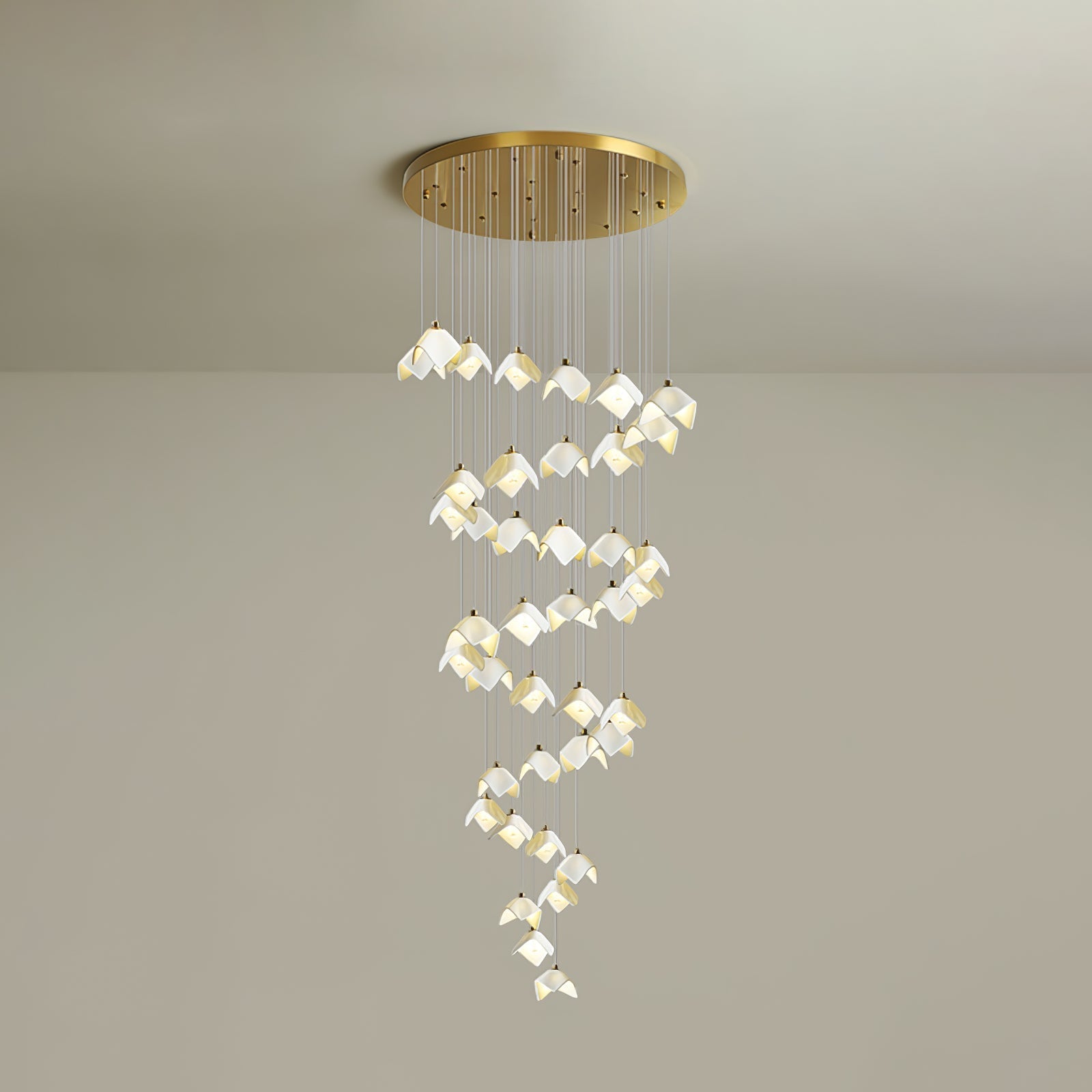 Cithayra Geometric Glass Brass Chandelier