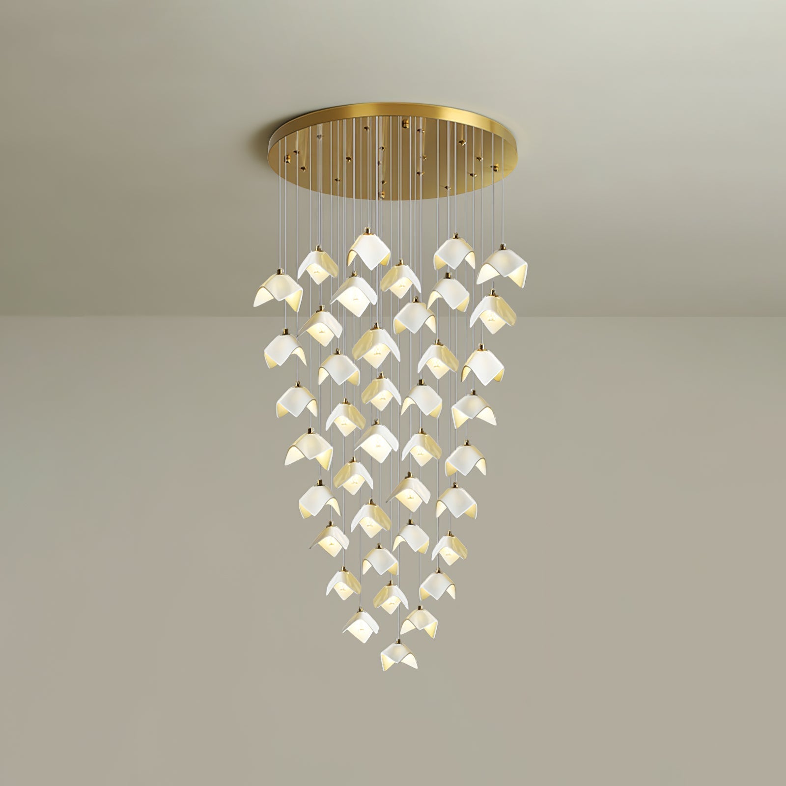 Cithayra Geometric Glass Brass Chandelier