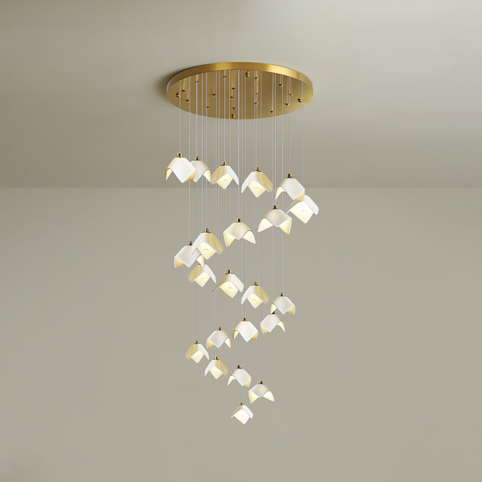 Cithayra Geometric Glass Brass Chandelier