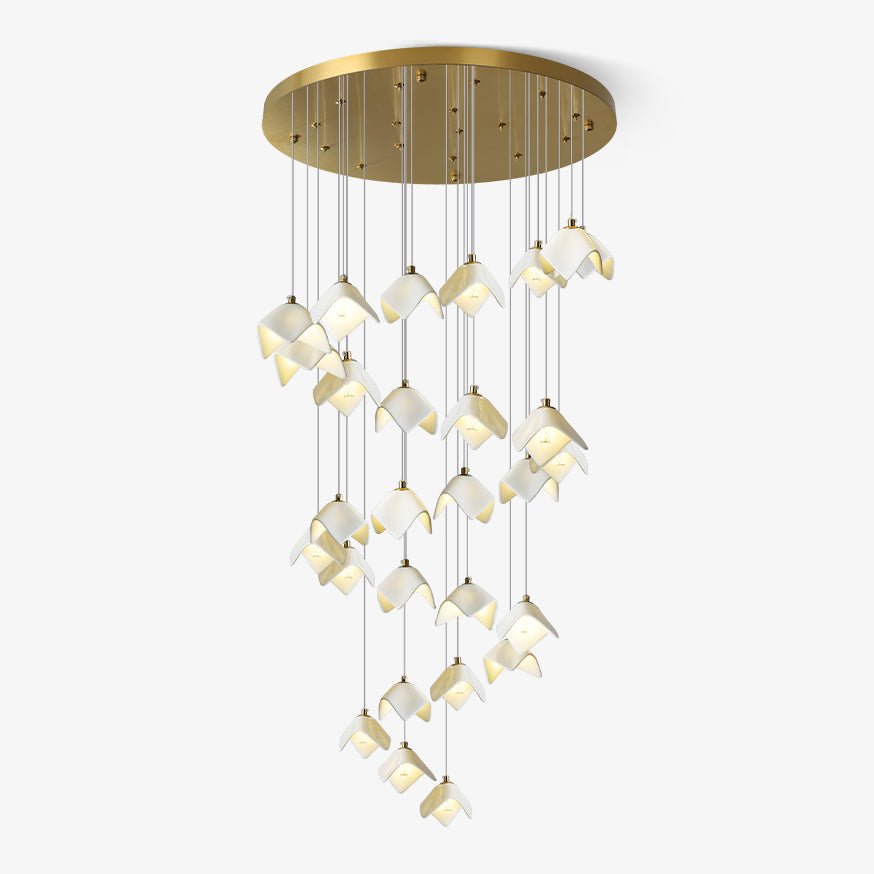 Cithayra Geometric Glass Brass Chandelier