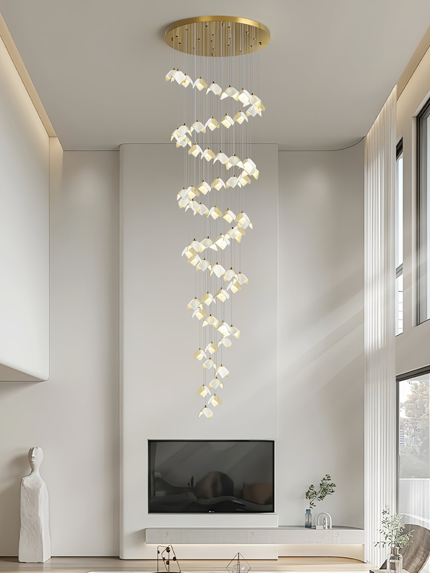 Cithayra Geometric Glass Brass Chandelier