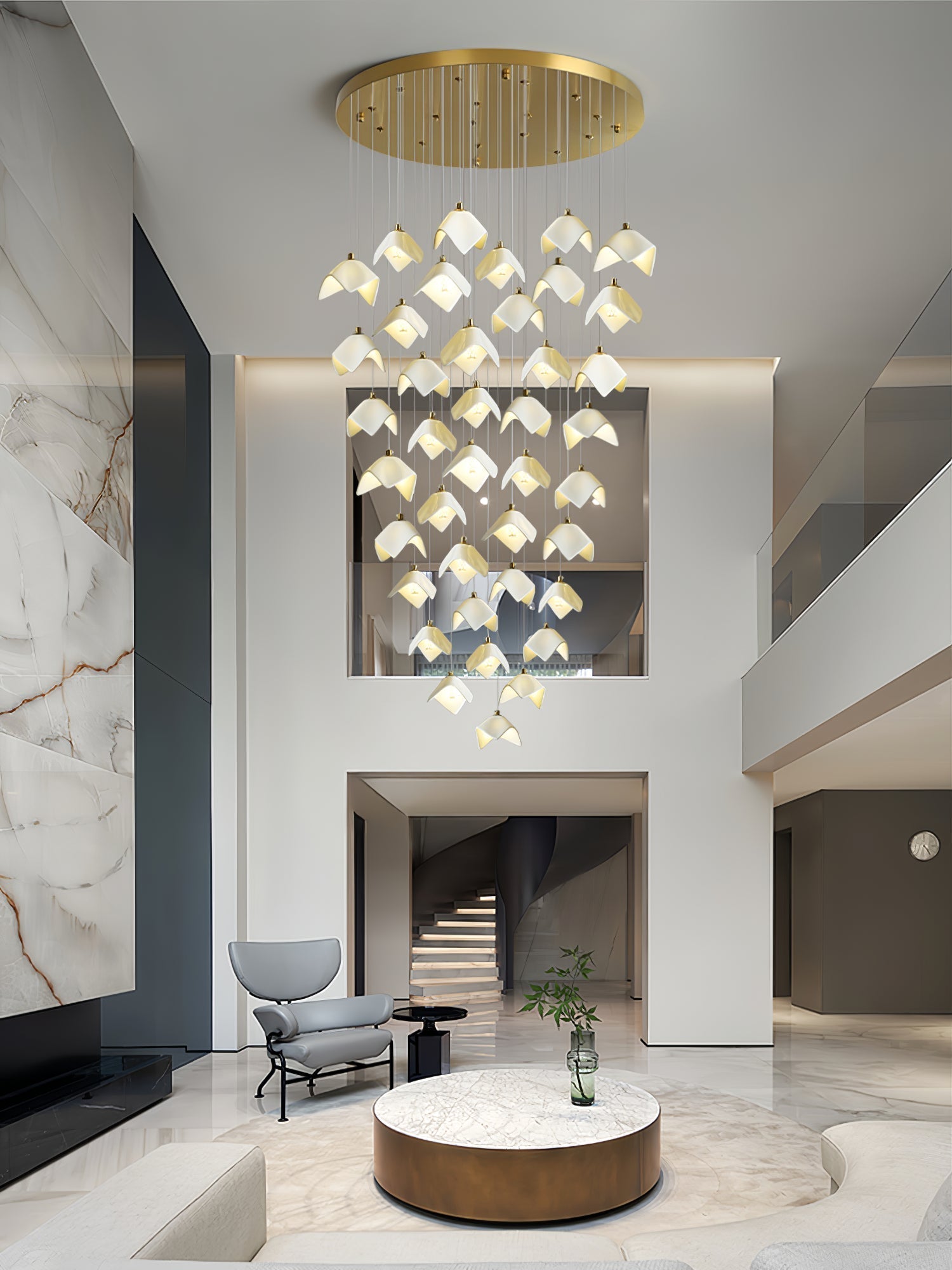 Cithayra Geometric Glass Brass Chandelier
