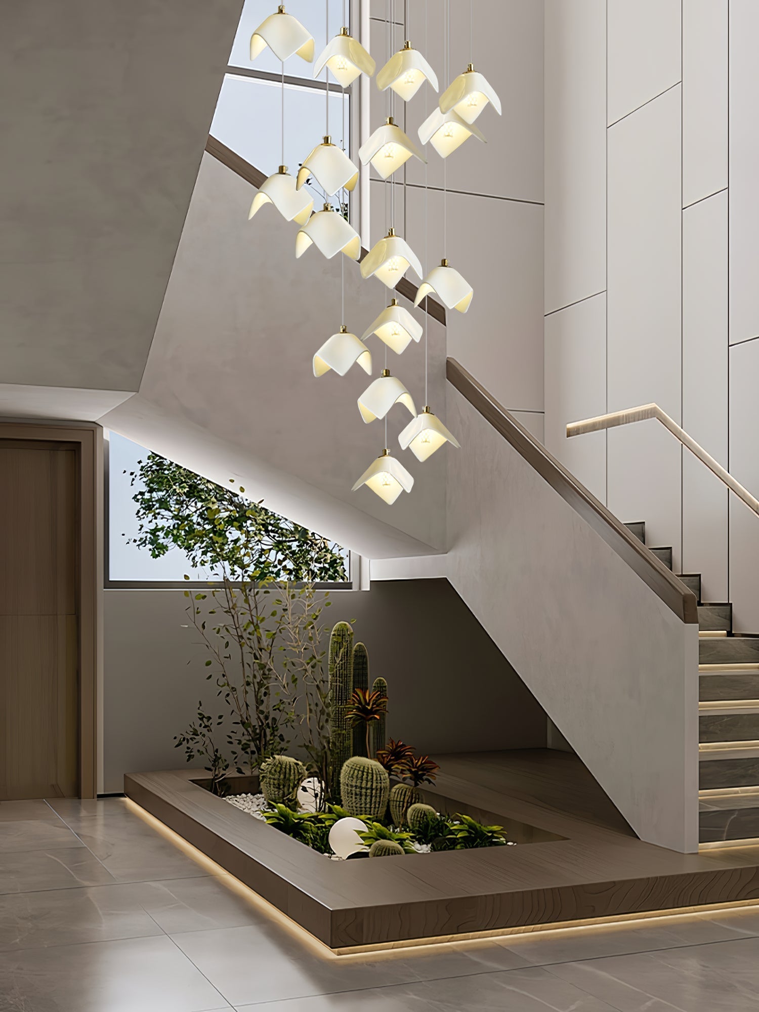 Cithayra Geometric Glass Brass Chandelier